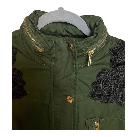 denim 24/7 Army Green Dress‎ Jacket with Black Lace Trim Size 16W NWOT - Picture 5 of 12